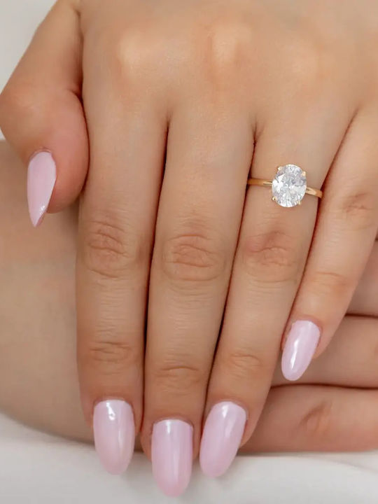 Single Stone Ring From 9K Gold With Zircon