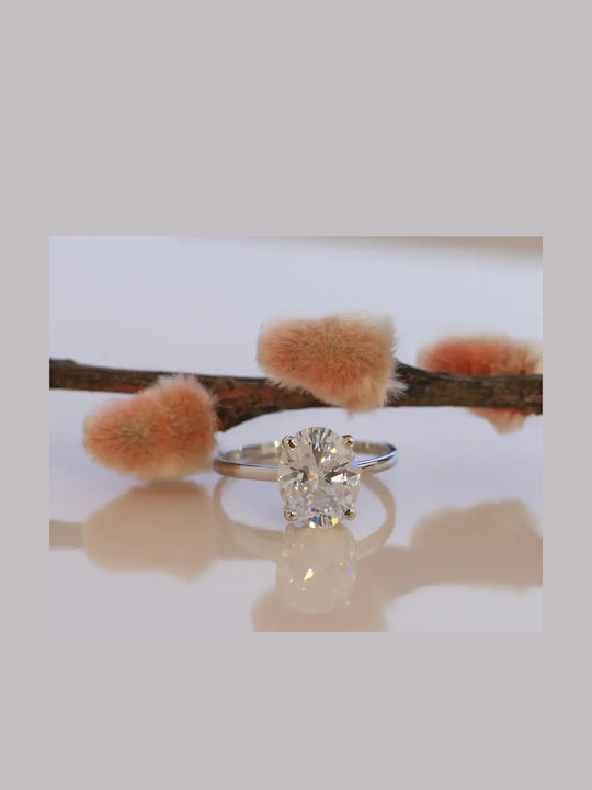 Inel Din Aur Alb 9K Cu Zircon