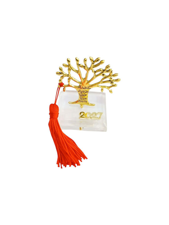 Kalliopi Silver Tabletop New Year's Lucky Charm Little Gold Tree Made of Plexiglass 2027 5x6.5cm