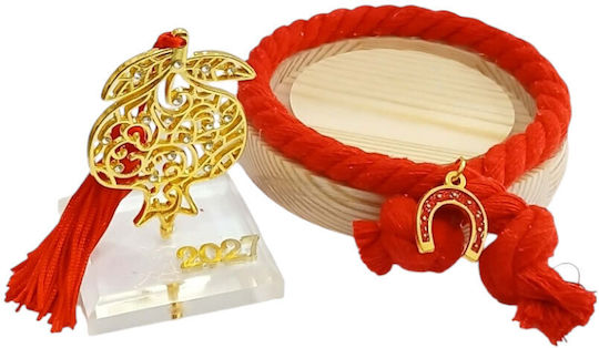 Kalliopi Silver Χειροποίητο Επιτραπέζιο Γούρι Ρόδι Χρυσό από Γυαλί 2027