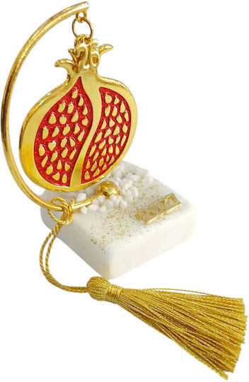 Kalliopi Silver Tabletop New Year's Lucky Charm Pomegranate Gold Stone 2027 5x10cm