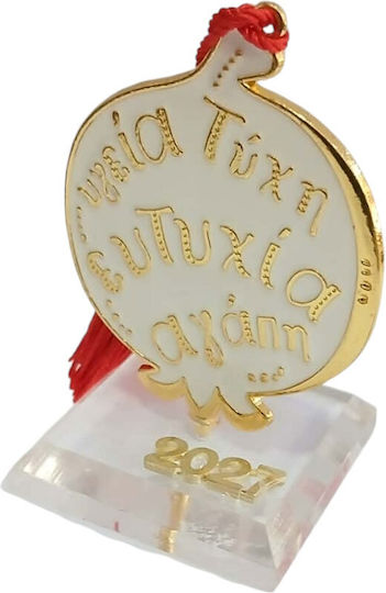 Kalliopi Silver Tabletop New Year's Lucky Charm White Pomegranate Made of Plexiglass 2027 5x10cm