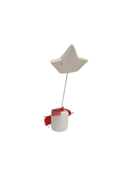 Kalliopi Silver Handmade Tabletop New Year's Lucky Charm with Wishes White Ceramic 2027 3.5x17cm