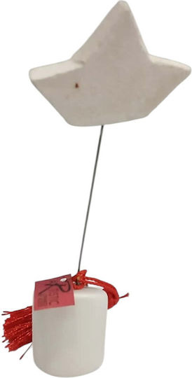 Kalliopi Silver Handmade Tabletop New Year's Lucky Charm with Wishes White Ceramic 2027 3.5x17cm