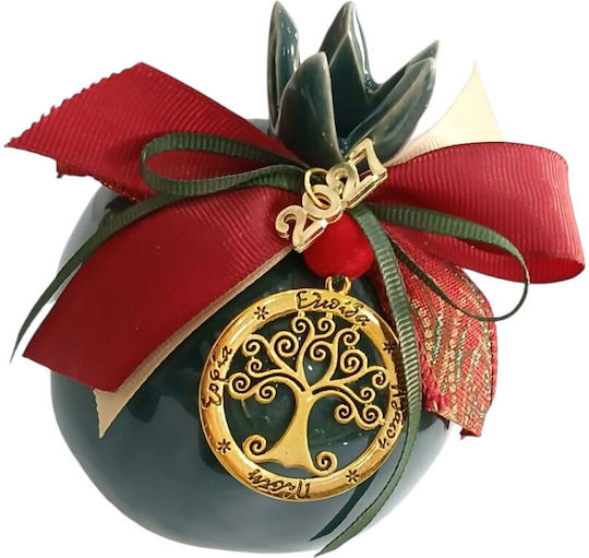 Kalliopi Silver Tabletop New Year's Lucky Charm Pomegranate Green Ceramic 2027 10x12cm Kalliopi Silver Tabletop New Year's Lucky Charm Pomegranate Green Ceramic 2027 10x12cm
