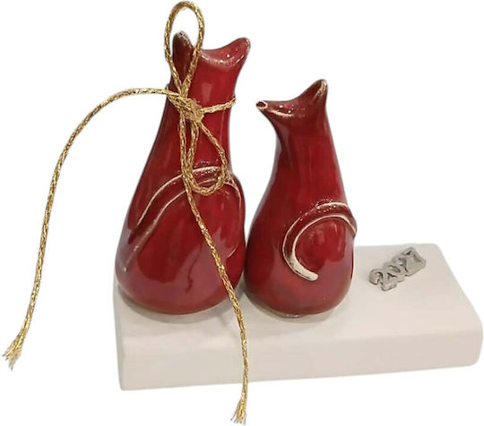 Kalliopi Silver Handmade Tabletop Lucky Charm with Wishes Red Ceramic 2027 9x13cm