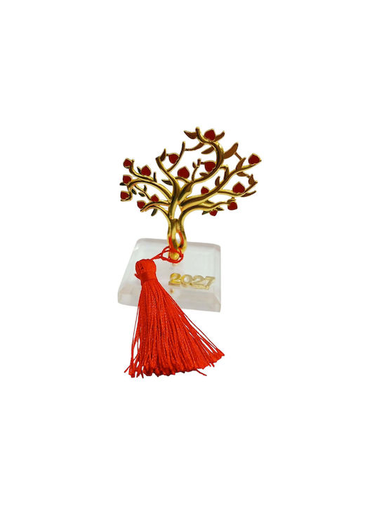 Kalliopi Silver Handmade Tabletop New Year's Lucky Charm Little Tree Gold Glass 2027