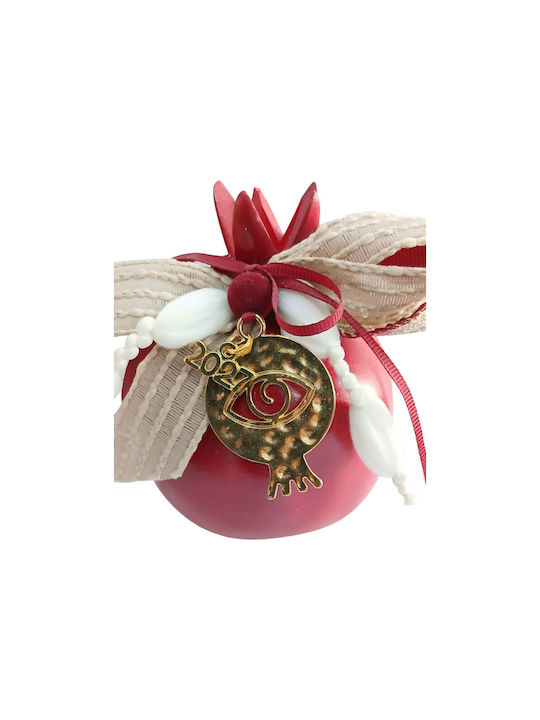 Kalliopi Silver Tabletop New Year's Lucky Charm Red Ceramic Pomegranate 2027 10x10cm