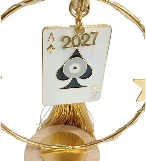Kalliopi Silver Tabletop New Year's Lucky Charm Home Gold Made of Wood 2027