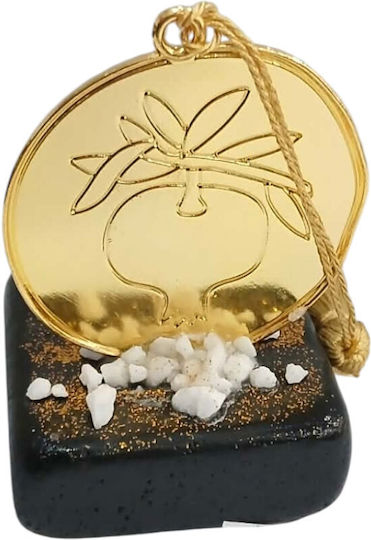 Kalliopi Silver Handmade Tabletop New Year's Lucky Charm Black Pomegranate Made of Stone 2027 5x8cm
