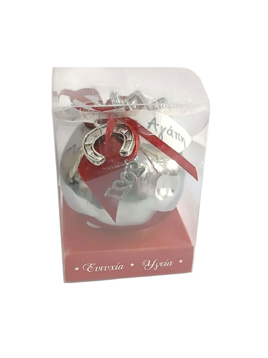 Kalliopi Silver Tabletop New Year's Lucky Charm Pomegranate Silver Ceramic 2027 7x7cm