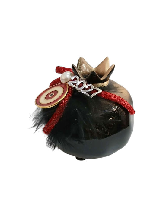 Kalliopi Silver Tabletop New Year's Lucky Charm Pomegranate Black Ceramic 2027 7x7cm