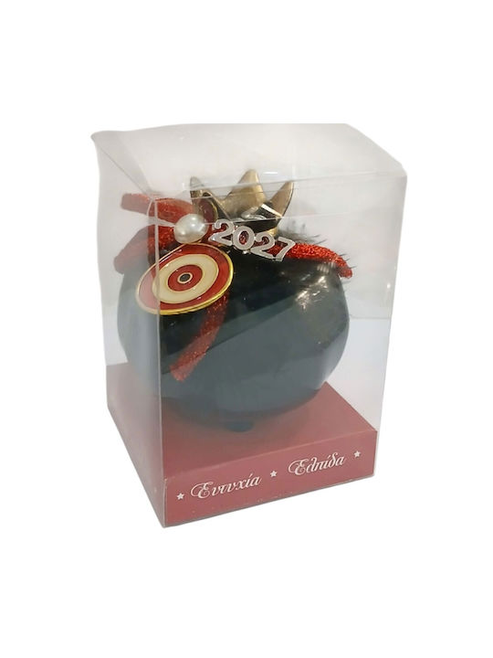 Kalliopi Silver Tabletop New Year's Lucky Charm Pomegranate Black Ceramic 2027 7x7cm
