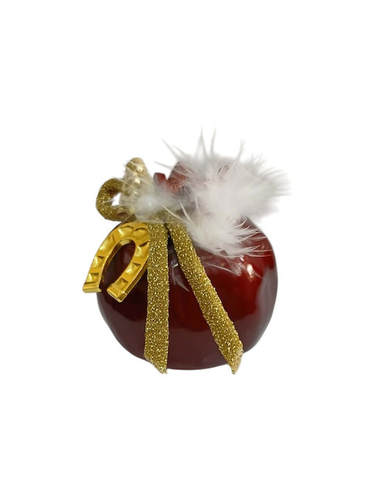 Kalliopi Silver Hanging New Year's Lucky Charm Pomegranate Red Ceramic 2027 7x7cm