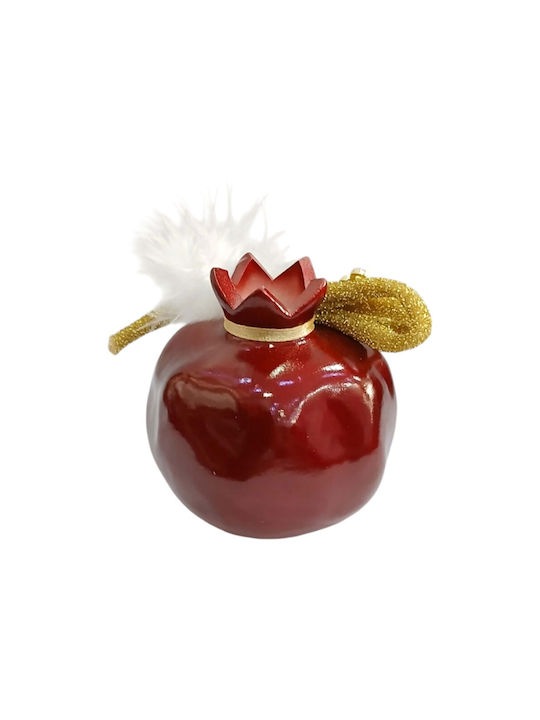 Kalliopi Silver Hanging New Year's Lucky Charm Pomegranate Red Ceramic 2027 7x7cm