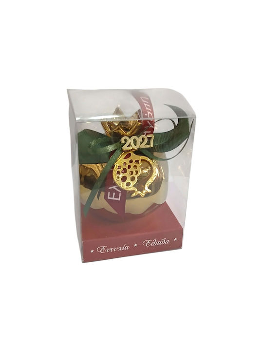 Kalliopi Silver Tabletop New Year's Lucky Charm Pomegranate Gold Ceramic 2027 7x7cm