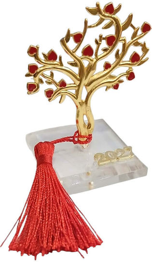 Kalliopi Silver Tabletop New Year's Lucky Charm Little Gold Tree Made of Plexiglass 2027 5x9cm