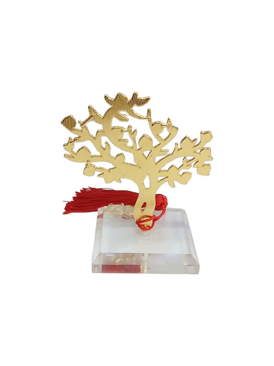 Kalliopi Silver Tabletop New Year's Lucky Charm Little Gold Tree Made of Plexiglass 2027 5x9cm