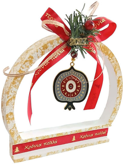 Kalliopi Silver Handmade Hanging New Year's Lucky Charm Pomegranate Gold Ceramic 2027 15x18cm