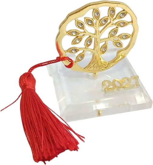 Kalliopi Silver Tabletop New Year's Lucky Charm Little Gold Tree Made of Plexiglass 2027