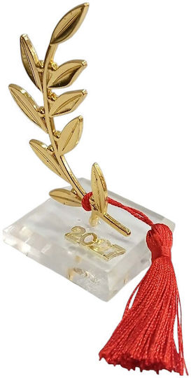 Kalliopi Silver Tabletop New Year's Lucky Charm Olive Branch Gold Made of Plexiglass 2027 5x9cm