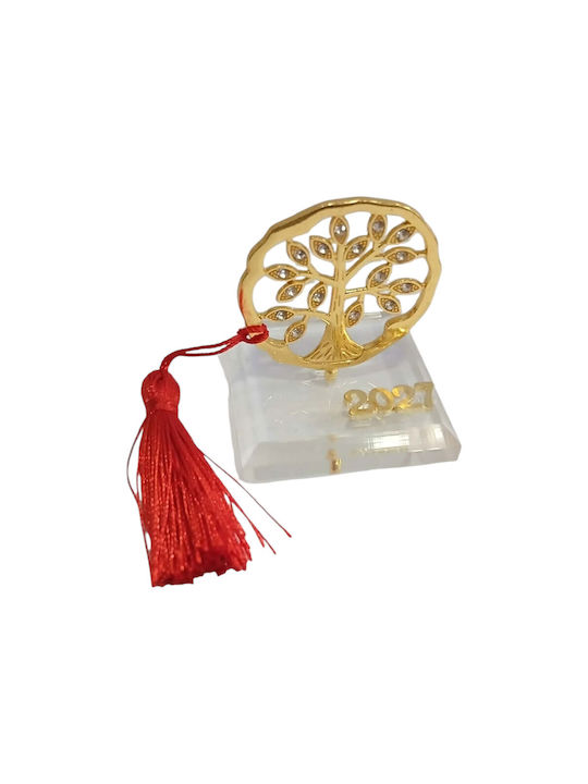 Kalliopi Silver Tabletop New Year's Lucky Charm Little Gold Tree Made of Plexiglass 2027