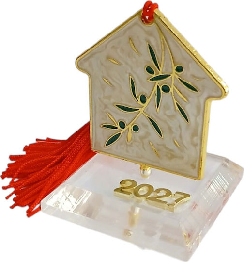 Kalliopi Silver Tabletop New Year's Lucky Charm Home Beige Made of Plexiglass 2027 5x5.7cm