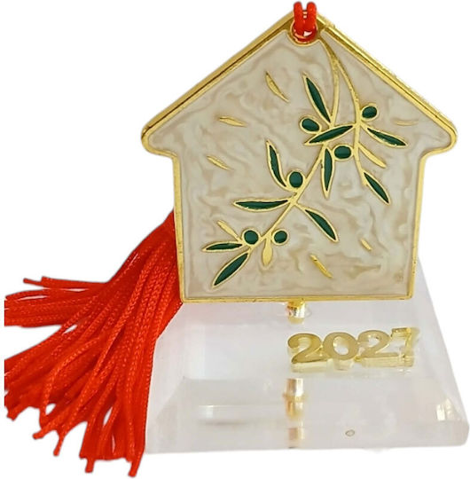 Kalliopi Silver Tabletop New Year's Lucky Charm Home Beige Made of Plexiglass 2027 5x5.7cm