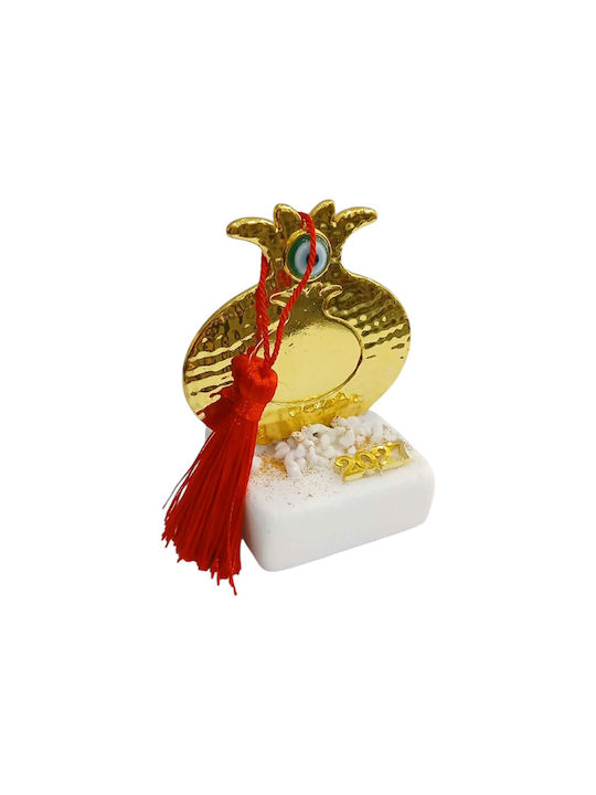 Kalliopi Silver Handgefertigter Glücksbringer-Typ Granatapfel Gold aus Stein 2027 5x9cm