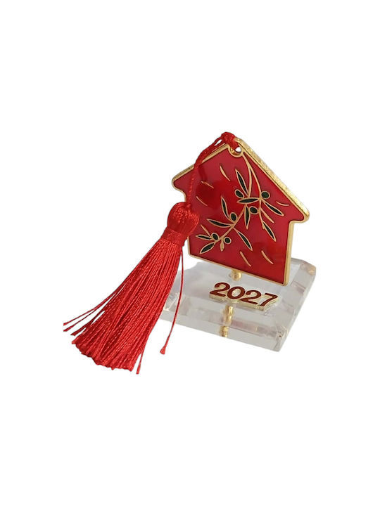 Kalliopi Silver Tabletop New Year's Lucky Charm Home Red Made of Plexiglass 2027 5x5.7cm