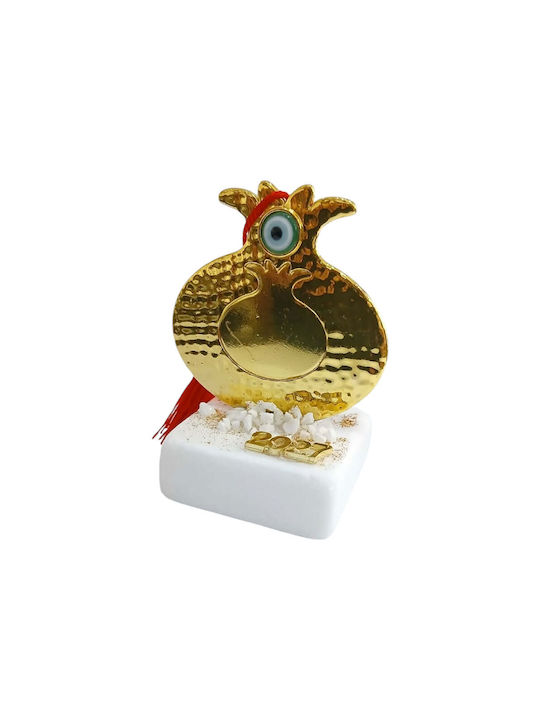Kalliopi Silver Handgefertigter Glücksbringer-Typ Granatapfel Gold aus Stein 2027 5x9cm