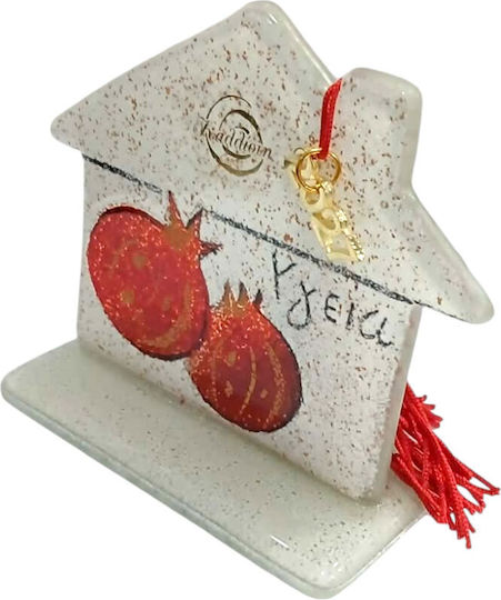 Kalliopi Silver Handmade Tabletop Home Lucky Charm White Made of Glass 2027 10x11cm