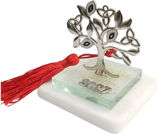 Kalliopi Silver Επιτραπέζιο Γούρι Δεντράκι Ασημί από Πέτρα 2027 7x9cm