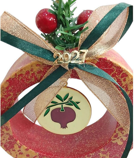 Kalliopi Silver Handmade Hanging New Year's Lucky Charm Pomegranate Red Ceramic 2027 11x13cm