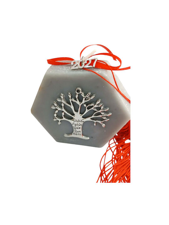 Kalliopi Silver Tischplatte Glücksbringer Bäumchen Grau aus Wachs-Politur 2027 10x10cm