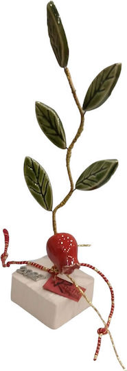 Kalliopi Silver Handmade Tabletop New Year's Lucky Charm Pomegranate Red Ceramic 2027 5x21cm