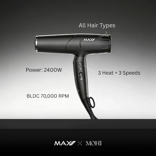 Max Pro Professional Hair Dryer with Diffuser 2400W