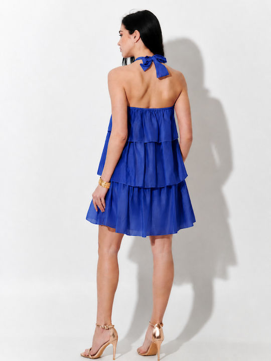 Sommer Mini Hemdkleid mit Rüschen Blau S262002