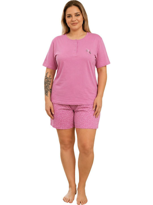 Asel Summer Women's Pajama Set Cotton Pink
