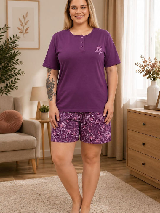 Asel Set Pijamale Dama De Vară Violet