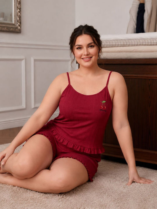 Asel Winter Damen Schlafanzug Set Burgunder
