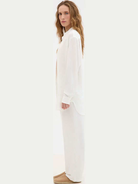 Κοντομάνικο Πουκάμισο σε Oversized Γραμμή Εκρού