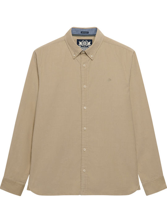 Classic Short Sleeve Corduroy Shirt Stone Wash Taupe Brown