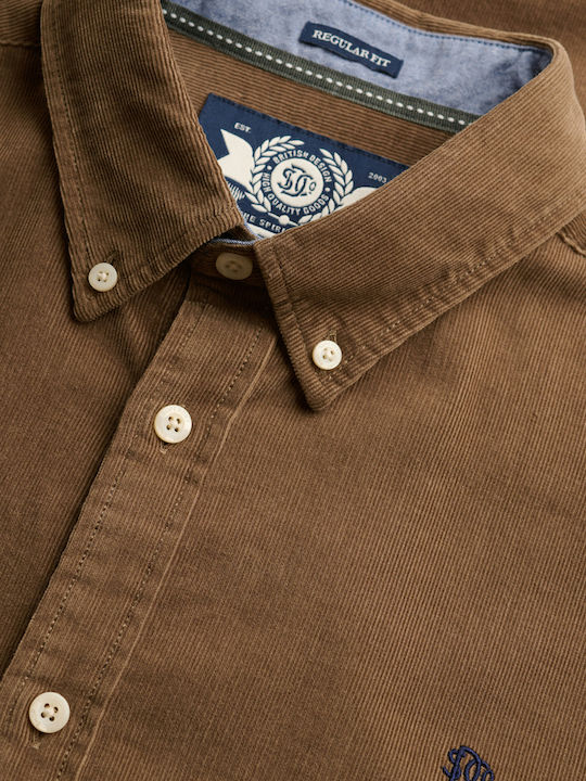 Classic Short Sleeve Corduroy Shirt Winter Twig Beige