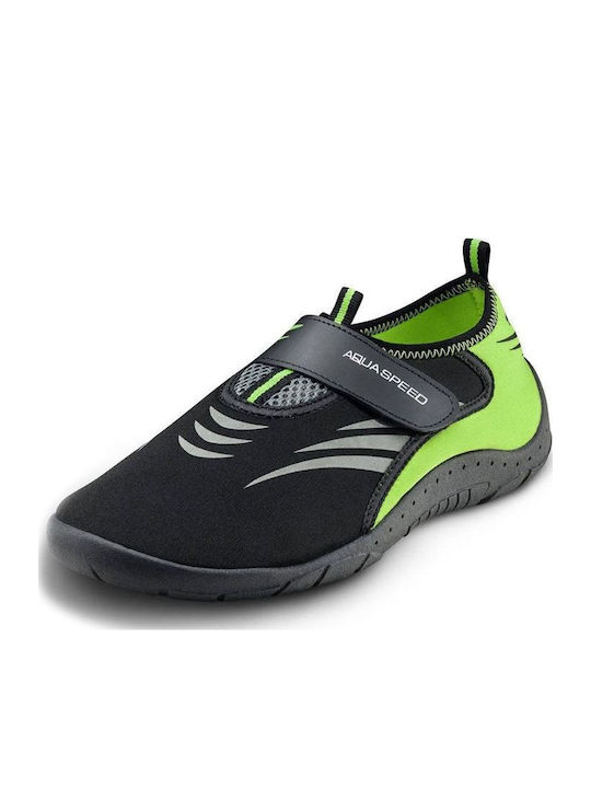Aqua Speed Kids Water Shoes 27a Velcro Black Neon Green