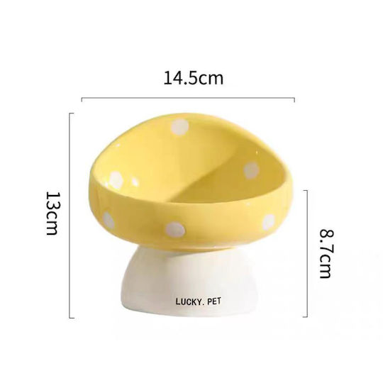 Animal Ceramic Food & Water Bowl for Cat with Stand 200ml 14.5cm in Red Colour