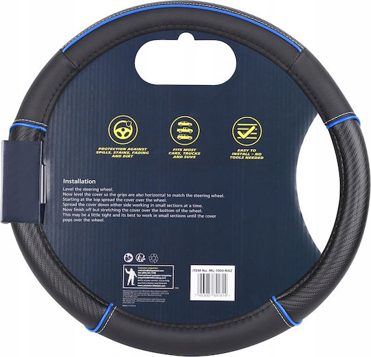 Michelin Husă Volan Auto Sintetică Neagră cu Cusătură Neagră
