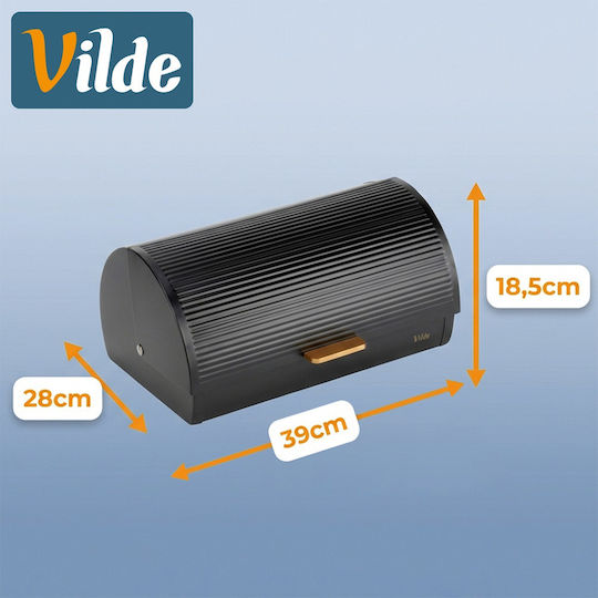Vilde Brotkasten mit Deckel Metallisch Schwarze 39x28x18,5cm