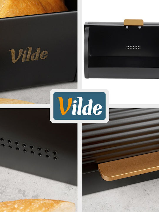 Vilde Cutie de pâine cu capac metalică neagră 39x28x18.5cm