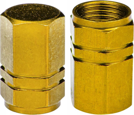Yellow Valve Caps 4 Pcs Aluminium Caps Car Motorcycle Bicycle